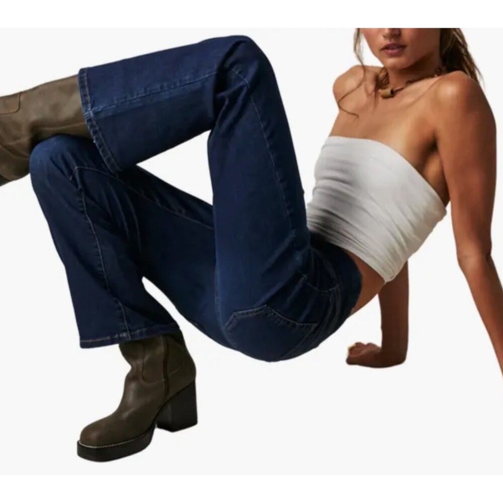 We the Free Jeans In My Feelings L Pull On Blue Stretch Womens Measures 31 x 29